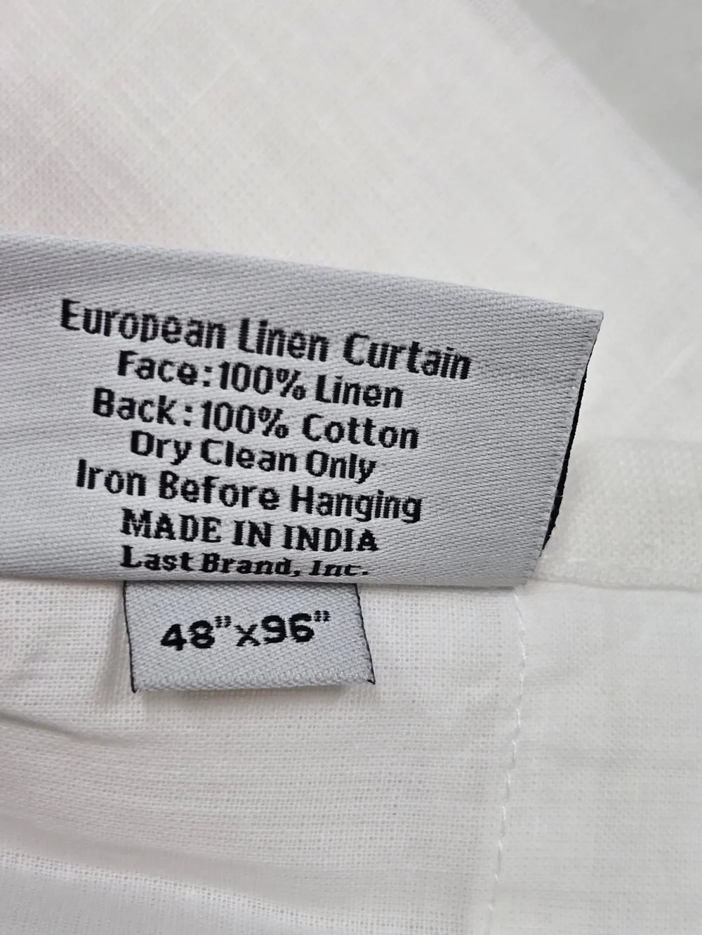 NWT QUINCE Set Of 2 48x96 European Linen Curtains White 9383